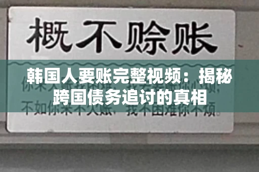 韩国人要账完整视频：揭秘跨国债务追讨的真相